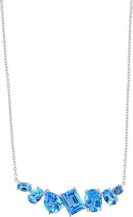 Effy 14K White Gold Blue Topaz Multi Shape Bar Necklace in 14K Gold at Nordstrom, Size 18