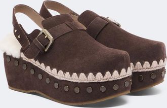 Mou Shearling-lined suede clogs