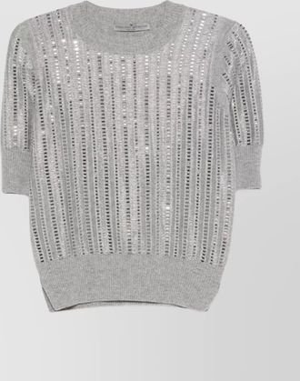 Ermanno Scervino striped wool-cashmere sequin top