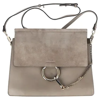 Chloé Chloé Motty Faye Medium Schoudertas in Grijs Suède en Leer