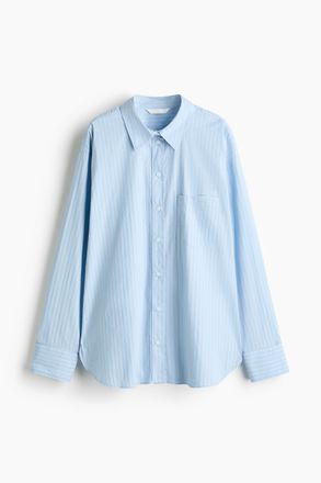 H&M Oversized Bluse - Hellblau/Gestreift