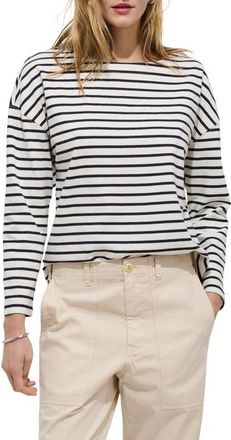 Alex Mill Avignon Stripe Boat Neck Top in Ivory/Navy at Nordstrom, Size X-Small