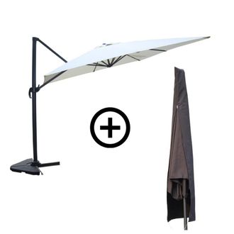 Concept Usine Sombrilla rectangular 3x4 m con brazo lateral giratorio, color crudo