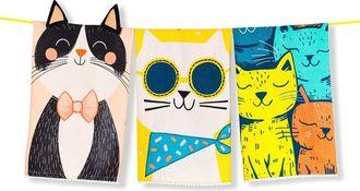 Tiramisu Set Of 3 The Cool Cats Artisan Kitchen Tea Towel Set