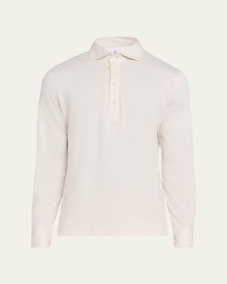 Brunello Cucinelli Mens Cotton Jersey Long-Sleeve Polo Shirt