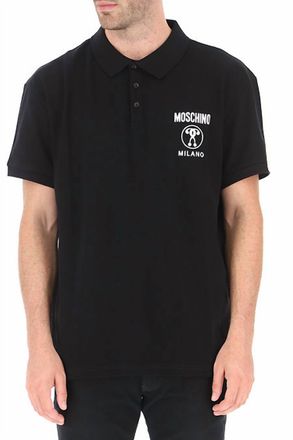 Moschino Pique Logo Polo Short Sleeve T-Shirt In Black