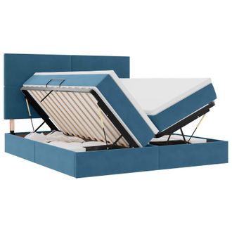 vidaXL Cama De Almacenamiento Led Con Colch&oacute;n Azul Oscuro 180 X 200 Cm Vidaxl