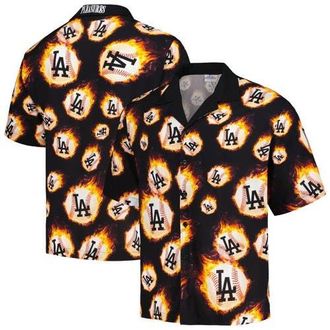 Pleasures Mens PLEASURES Black Los Angeles Dodgers Flame Fireball Button-Up Shirt at Nordstrom, Size Small
