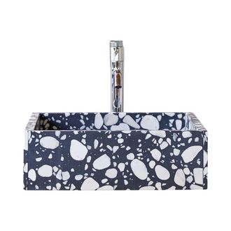 Tikamoon Lavabo cuadrado de terrazo pr&eacute;mium an. 40 cm