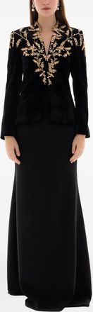 Dina Melwani Abito lungo con ricamo - Nero