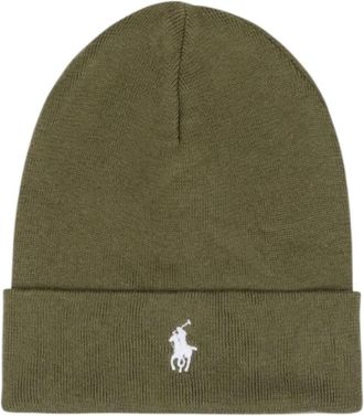 Polo Ralph Lauren Muts met omslag en geborduurd logo - unisex - Hoeden - Groen - ONE Size - Katoen - Accessoires