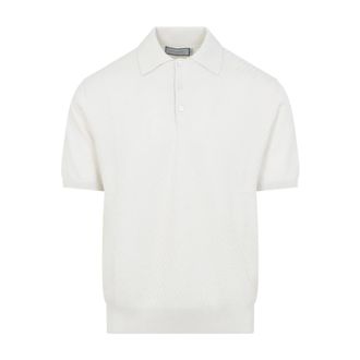 Canali Polo Shirts, male, White, Size: XL Cotton Polo
