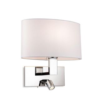 Netlighting Webster Wall Lamp with Adjustable Switched Reading Light Chrome with Oval Cream Shade in Grey