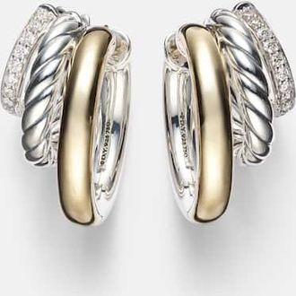David Yurman Orecchini a cerchio DY Mercer in oro 18kt e argento sterling con diamanti