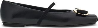 Ferragamo New Vara Plate Ballerina - Dames - Ballerinas - Zwart - 40 EU - Leer - Schoenen