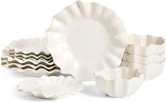 Marchesa Lotus Stoneware 12-Piece Dinnerware Set in White at Nordstrom