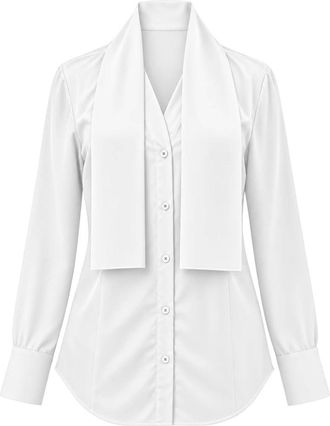 Tela Camicetta con fiocco - - Blouses & Shirts - Donna - Bianco - M