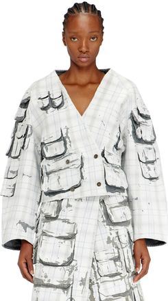 Diesel Denim cardi jacket with peel-off effect - Denim Jackets - Woman - Grey