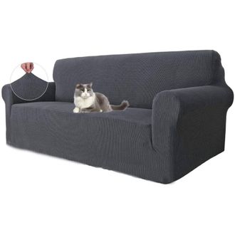 OEM Funda De Sof&aacute; El&aacute;stica Impermeable De 3 Plazas, Color Gris, Universal, Apta Para Mascotas -crezuo
