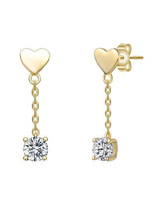Rachel Glauber 14K Plated Cz Heart Earrings