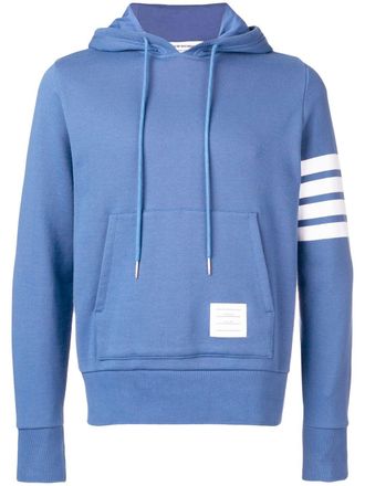 Thom Browne 4-Bar stripe logo-patch Hoodie - men - Cotton - 1 - Blue