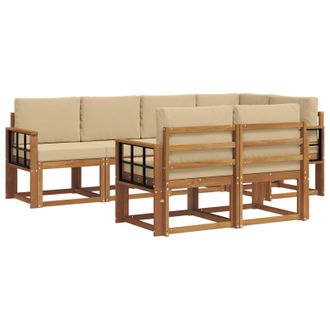 vidaXL Conjunto De Sof&aacute;s De Exterior Con Coj&iacute;n 7 Pcs Natural Y Beige Vidaxl
