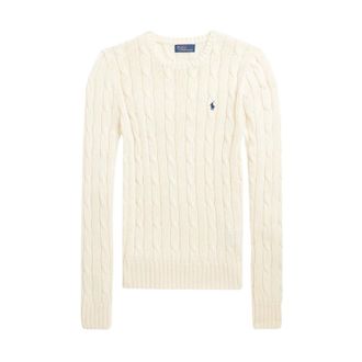 Polo Ralph Lauren Round-neck Knitwear, female, Beige, Size: XL Julianna Crewneck Cable Knit