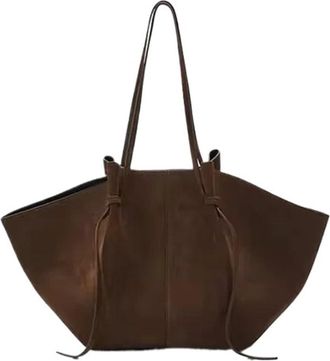 Generic Women Shoulder Bag Suede Frosted Top Layer Minimalist Design Versatile Fashionable Wing Carrying Large Capacity(Coffee)