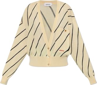 Versace Cardigan in lana con intarsia a righe - - Knitwear - Donna - Giallo - M