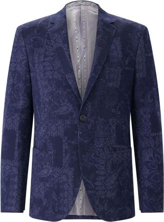 Etro Jassen, Heren, Blauw, 2Xl, Katoen, Paisley Jacquard Jas