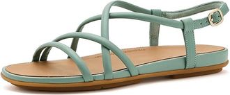 FitFlop Gracie Leather Strappy Back-Strap Sandals Womens Wedge Shoes Frosted Sage : 10 M (B)