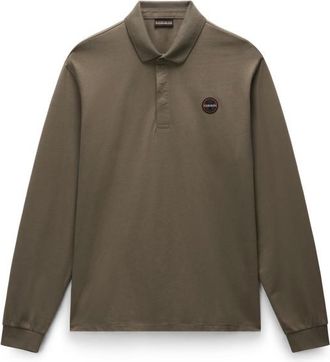 Napapijri E-Badge L/S Polo-Shirt für Herren | braun