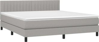 vidaXL Vidaxl - Cama Box Spring Con Colch&oacute;n Tela Gris Claro 160x200 Cm