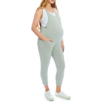 Everly Grey Brandi During & After Maternity/Nursing Romper in Heather Grey Solid at Nordstrom, Size X-Large