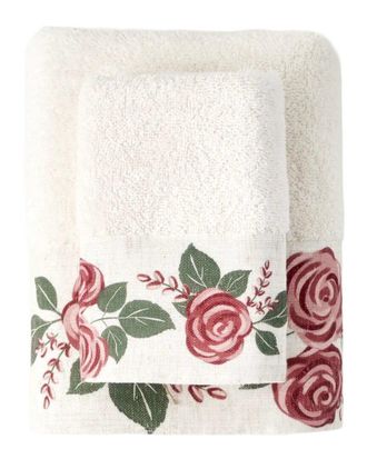 Bella Maison Set Of 2 Rose Print Turkish Cotton Hand Towels
