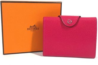 Herm&egrave;s Pink Chevre Leather Wallet (Bi-Fold) (Pre-Owned)