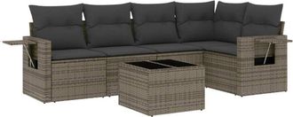 vidaXL Vidaxl - Set De Muebles De Jard&iacute;n 6 Pzas Y Cojines Rat&aacute;n Sint&eacute;tico Gris