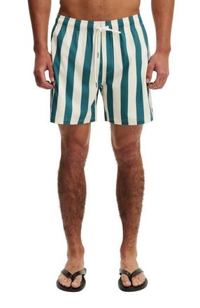 Cotton On Mens Stretch Swim Short in Teal Mid Stripe at Nordstrom, Size X-Large