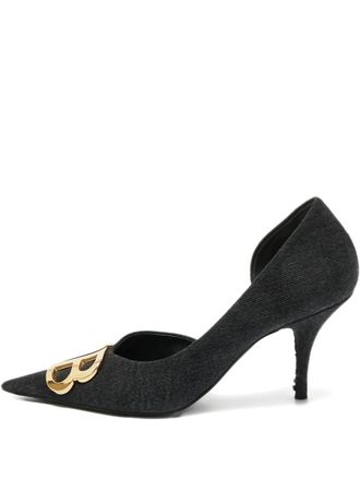Balenciaga Denim pumps met logo - Zwart