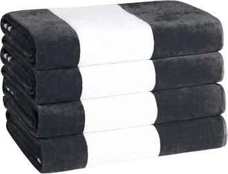 Superior Set Of 4 Cabana Stripe Oversized Cotton Beach Towels