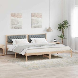 vidaXL Bed Frame Light Grey 200 x 200 cm Solid Pine Wood vidaXL