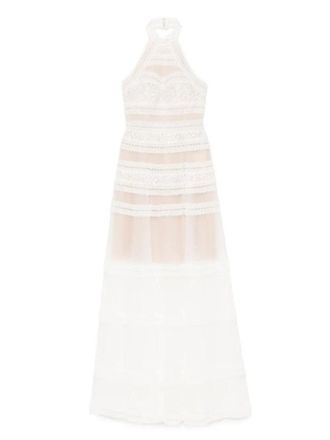 Saiid Kobeisy Lace Striped Long Dress