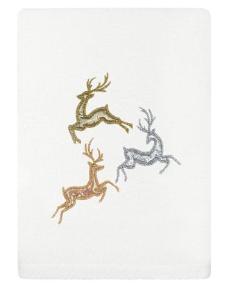 Linum Home Textiles Christmas Leaping Deer - Embroidered Luxury Turkish Cotton Hand Towel