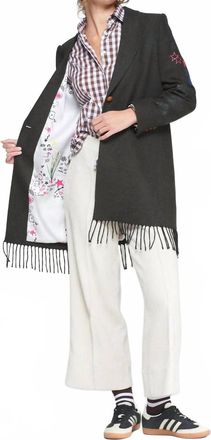 Vilagallo Amalia Graffiti Coat In Dark Green