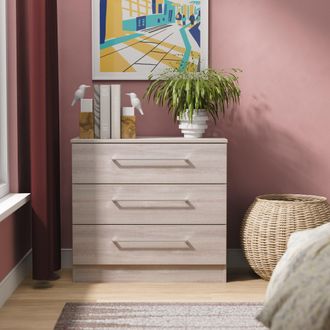 Welcome Furniture Wellington Ready Assembled 3 Drawer Chest in Grey Oak - Welcome Furniture | TJ Hughes