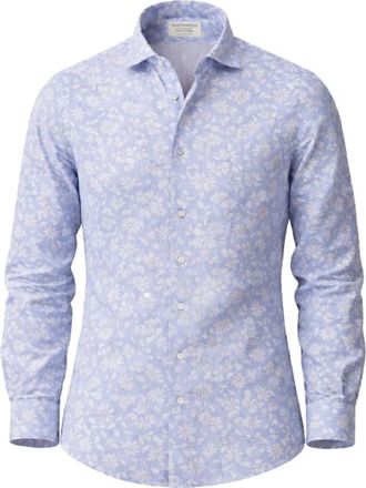 Mazzarelli Shirts - Heren - Casual Overhemden - Blauw - M - Linnen - Overhemden