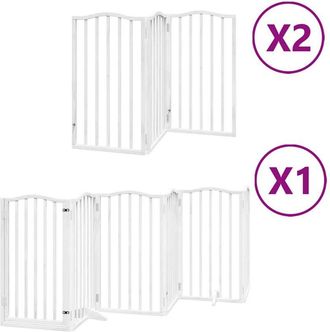 vidaXL Dog Gate with Door Foldable 12 Panels White 600 cm Poplar Wood vidaXL
