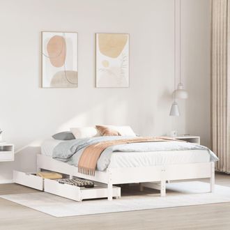 Berkfield Home Bed Frame without Mattress White 135x190 cm Double Solid Wood Pine