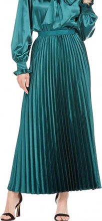 Jade Yoga Pleated Long Skirt In Teal