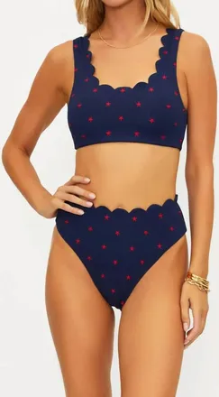 Beach Riot Madison Bikini Top In Navy/red